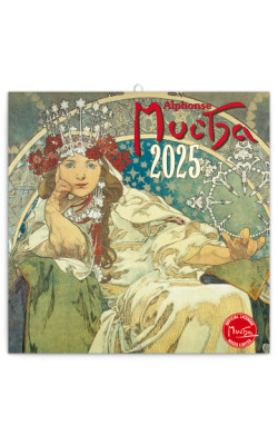 Grid calendar Alphonse Mucha 2025